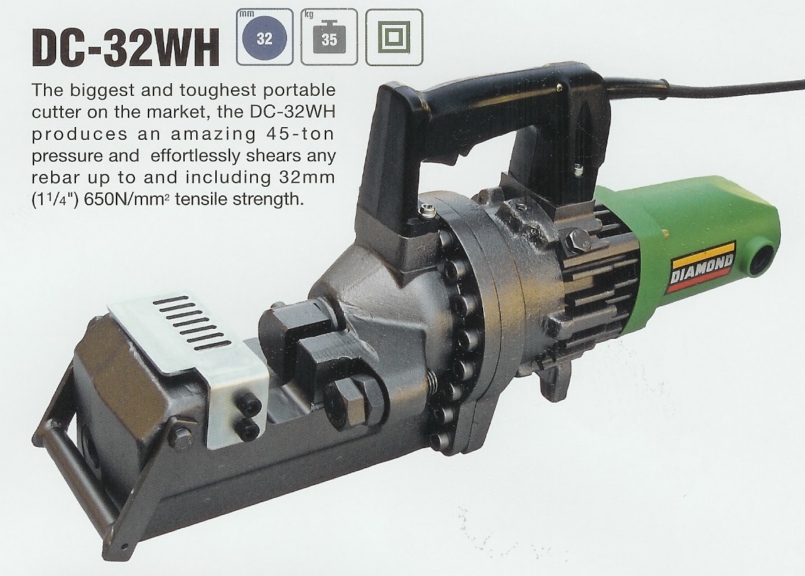 Click here to see the specifications of our Portable Rebar Cutters DIAMOND DC-32WH Handheld Rebar Cutters